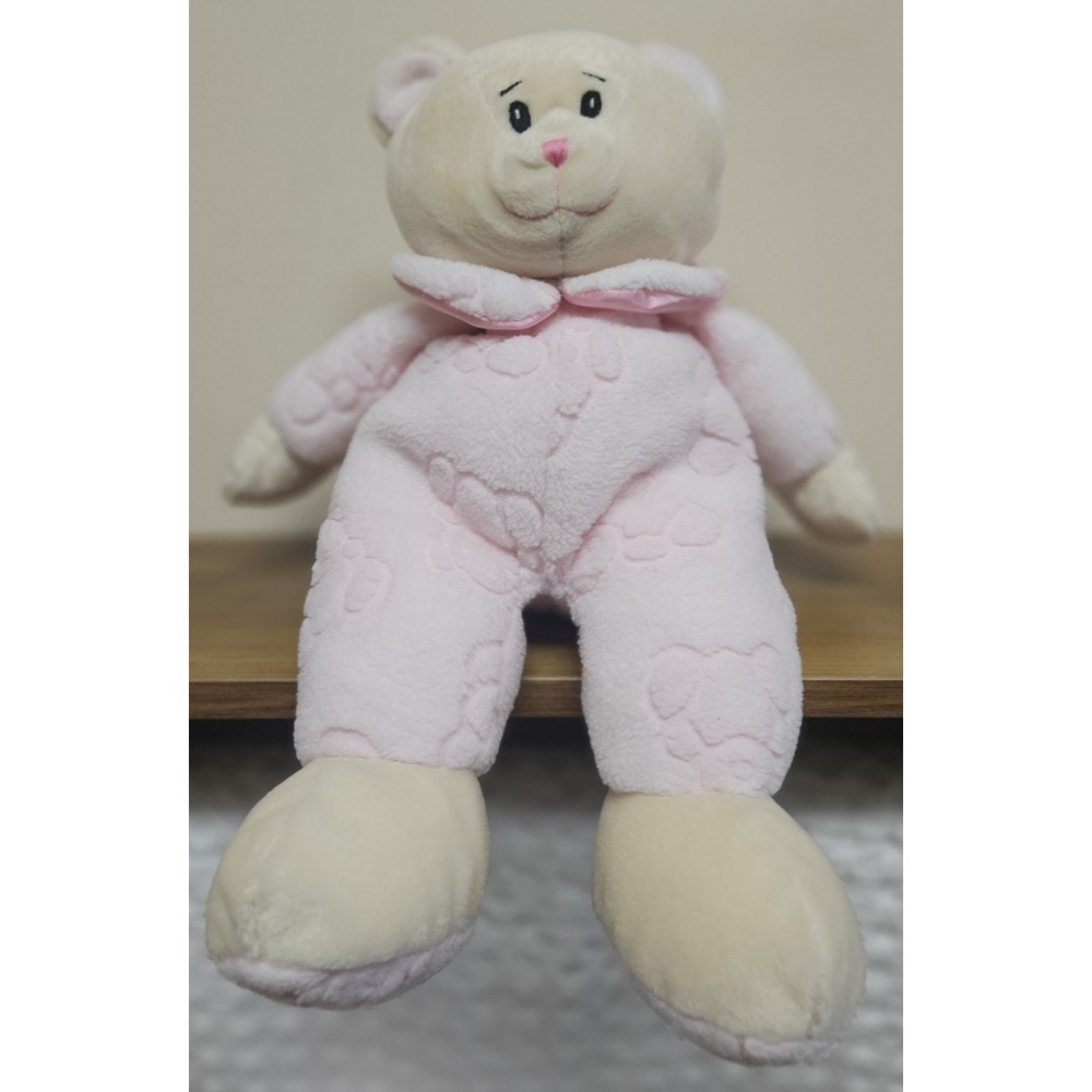 2001 Baby Ganz Pink Soft Teddy Bear Plushie Lovey With Rattle Stuffed Animal 13"